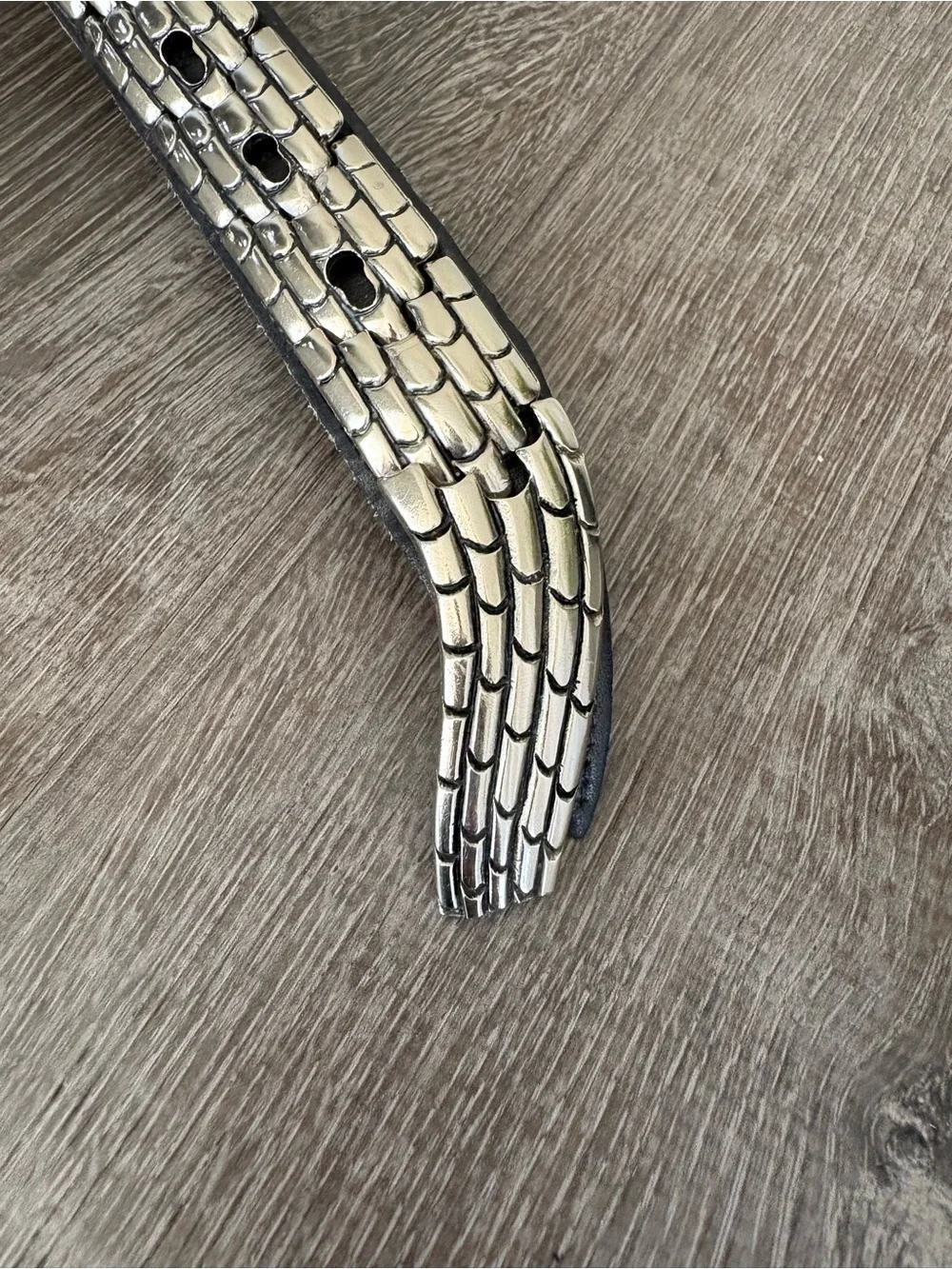 Vintage Bijoux Medici J Blumenthal Silver Snake Italian Leather Belt